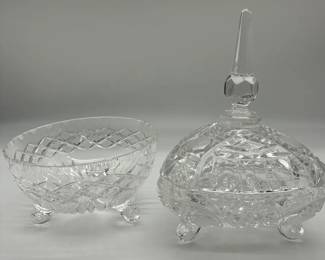 Cut Crystal Bowl And Covered Dish