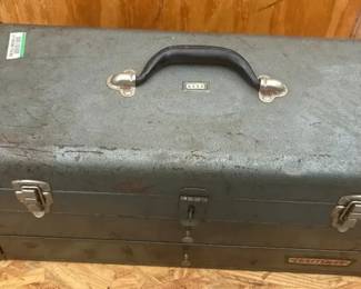Vintage Metal Toolbox With Tools