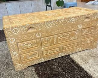 Hand Carved Chest Bird Floral