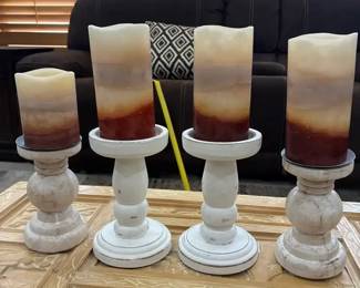 Flameless Candle Set With Candle Holders