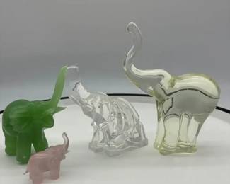 Glass And Crystal Elephant Lot