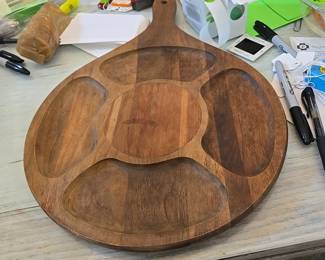 Wood Condiment Tray with Handle