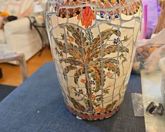 Mosiac Vase with Elephant Design on opposite side