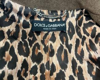 Dolce & Gabbana Leopard Print Lined Wool Peacoat