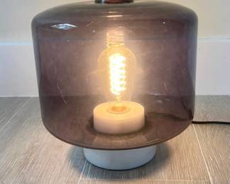 Etta Smoked Glass Orb LED Table Lamp with French Gold Metal Base