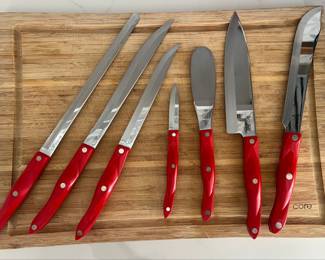 Cutco Red Handle Kitchen Knife Set with Core Cutting Board