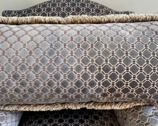 Geometric Pattern Velvet Bolster Pillow with Fringe