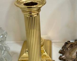 Pair of Baldwin Smithsonian Fluted Column Candlesticks