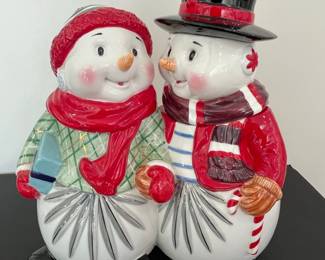 Waterford Holiday Heirlooms "Snow Couple" Cookie Jar