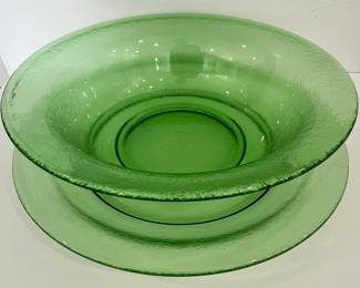 Green Textured Glass Fruit Bowl with Underplate - E.O. Brody Co.