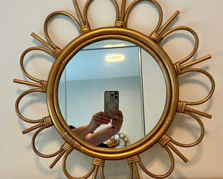 Gold Rattan Sunburst Mirror