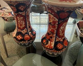 Pair of Antique Japanese Imari Porcelain Vases