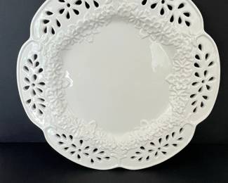 RCCL White Porcelain Openwork Floral Decorative Plate - Made in Portugal