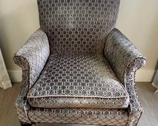 Wingback Accent Chair with Geometric Pattern Upholstery