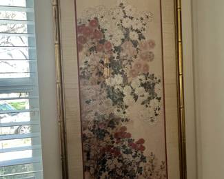Framed Japanese Chrysanthemum Painting by Master of I-nen Seal