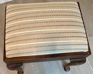 Vintage Queen Anne Style Upholstered Ottoman Stool