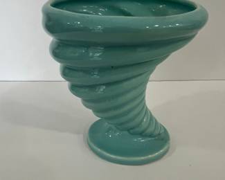 Vintage McCoy Pottery Turquoise "Tornado" Vase
