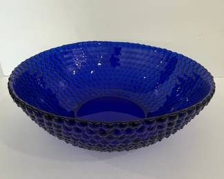 Vintage Avon Royal Sapphire Cobalt Blue Hobnail Footed Bowl