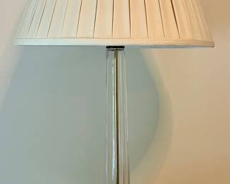 Fluted Crystal and Brass Column Table Lamp