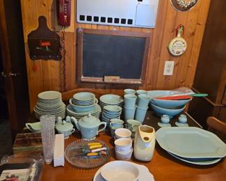 Vintage China set, white Fiesta, Yellow Fiesta pitcher