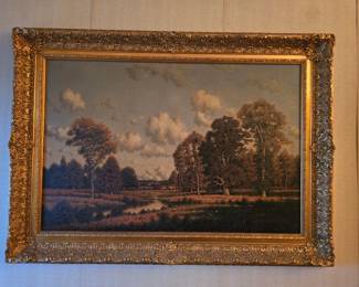 Gold framed painting.  Signed Reed