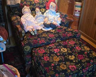 Upholstered chair and ottoman