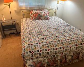 Vintage Twin Bed Frame with Floral Bedding and Flip-Flop Sheet Set
