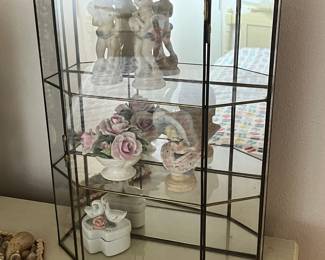 Vintage Mirrored Hexagonal Curio Cabinet