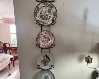 Decorative Plate Collection with Wrought Iron Hanger