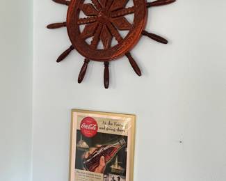 Carved Wooden Ship's Wheel Wall Decor