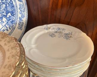Edelstein Ocean Blue Porcelain Plates with Gold Rim