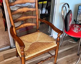 Ethan Allen Ladder Back Armchair with Rush Seat