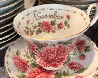 Royal Albert "November" Chrysanthemum Teacup and Saucer