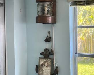 Vintage Copper Anchor Lantern with Decorative Elements