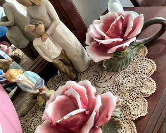 Capodimonte Porcelain Rose Candle Holder