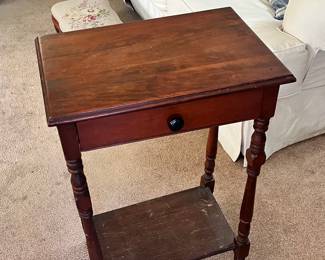 Victorian Walnut Side Table with Drawer and Lower Shelf