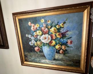 Floral Still Life Oil Painting Signed T. Denver