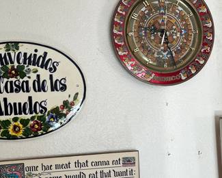 Aztec Calendar Wall Clock with "MEXICO" inscription