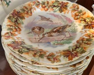 Set of Hand-Painted Limoges Game Bird Plates