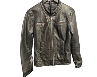 Fahsyee Faux Leather Jacket – Black Moto Style, Size M