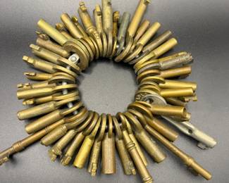 Antique Brass Railroad Keys (Early 20th C) – Multi‑Key Ring Set #2