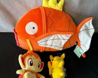 Pokémon Plush – Magikarp, Chimchar & Pikachu (Tagged, Clean)