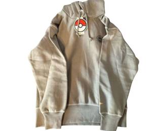 GU × Pokémon Heavyweight Gray Hoodie with Poké Ball Tag (Men’s M)