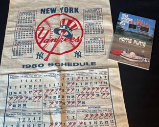 1980 Yankees Fabric Schedule & 1983 White Sox Home Plate Cookbook