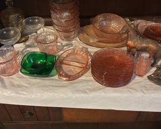 Pink depression glass