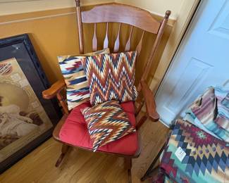 Rocking Chair & Decorative Pillows