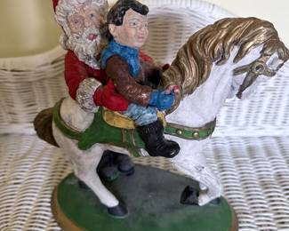 Santa and Child on Horse Figurine