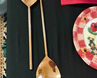 Copper Plated Serving Spoon and Fork Set