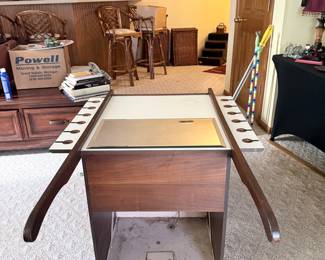 Vintage Bar Cart with Mirrored Top and Integrated Ice Bucket