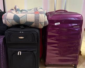 American Tourister "Curio" Purple Hardside Spinner Luggage and Black Softside Luggage